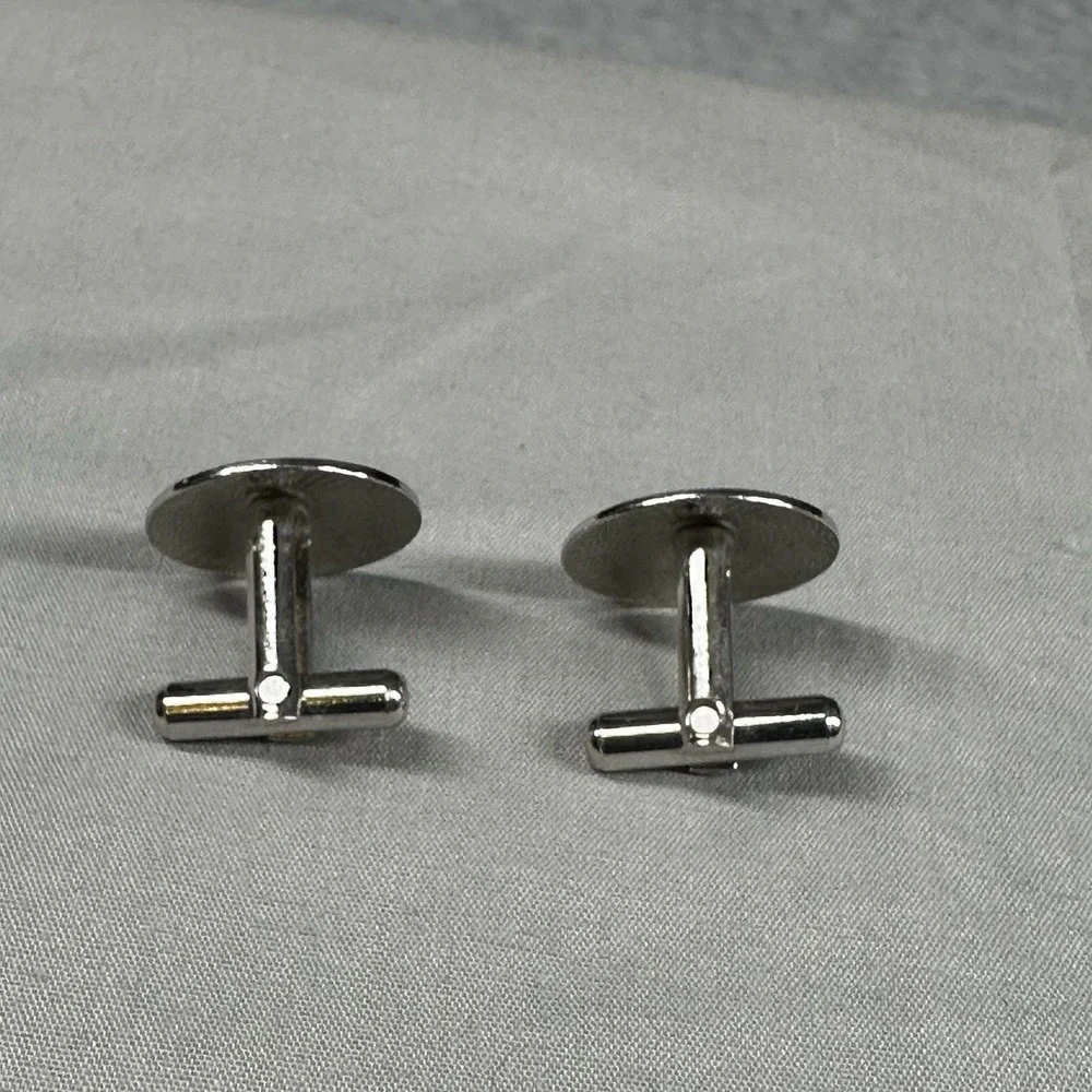 Scroll Monogram Cufflinks Vintage Silver-Tone Classic Mid-Century Style‎